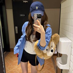 韩蓝色格子衬衫外套女开秋2026夏季新款薄款气质衬衣长袖防晒上衣