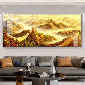 画现代简约办公室壁画 金色万里长城靠山图客厅装 饰画 画沙发背景