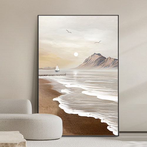 新款客厅挂画 画现代简约玄关装饰画 画抽象海浪肌理感沙发背景墙