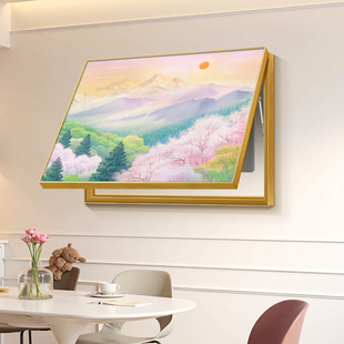 治愈风景画 画日照金山电闸电表箱装饰画 画免打孔可定制配电箱遮