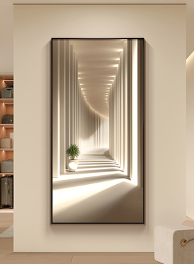 延伸空间装饰画高级感入户玄关画客厅正对门走廊过道挂画竖版壁画