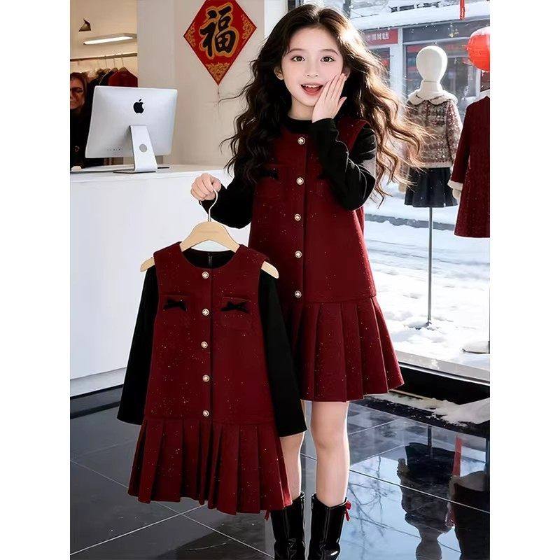 女童加绒连衣裙套装冬季2026新款儿童拜年服冬装中大童公主裙洋气,童装/婴儿装/亲子装,套装,淘宝优惠券,粉丝福利购,淘宝优惠卷