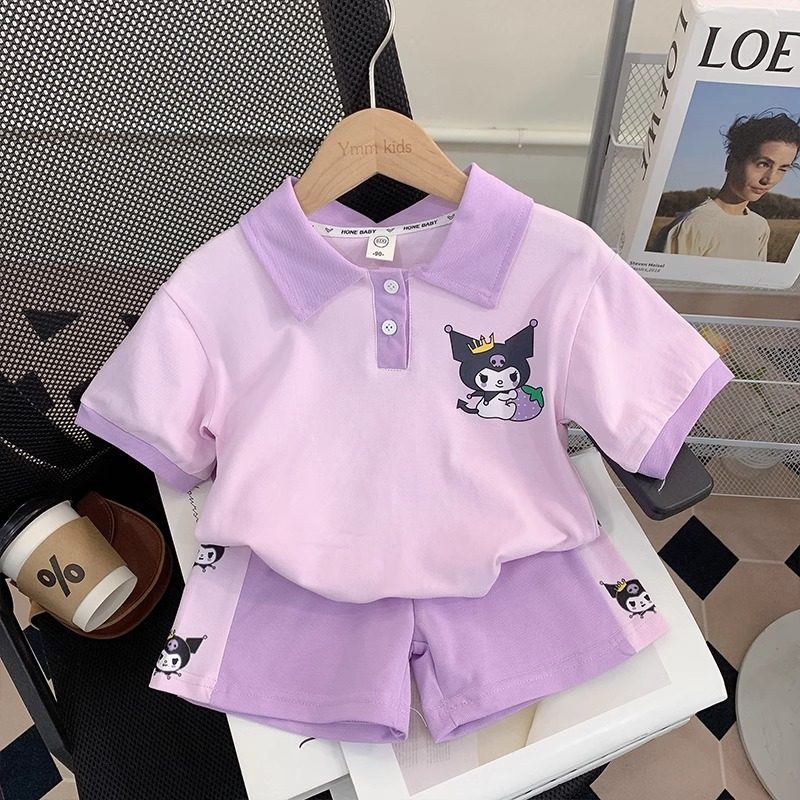 女童夏装polo衫套装2025新款宝宝夏季短袖衣服儿童洋气短裤两件套