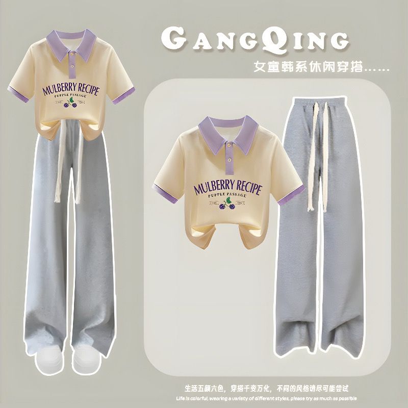 初中生夏装运动套装2025新款少女时尚休闲短袖T恤高中学生两件套