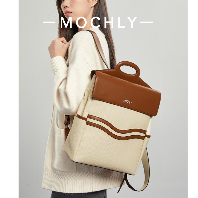 皮质双肩包女2025新款大容量通勤电脑背包高级感小众女士商务包包