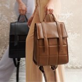 小众设计感皮质女士电脑双肩包2025新款 高级感旅行通勤女背包书包