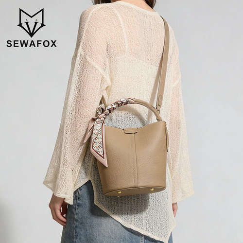 SEWAFOX水桶包秋冬新款荔枝纹