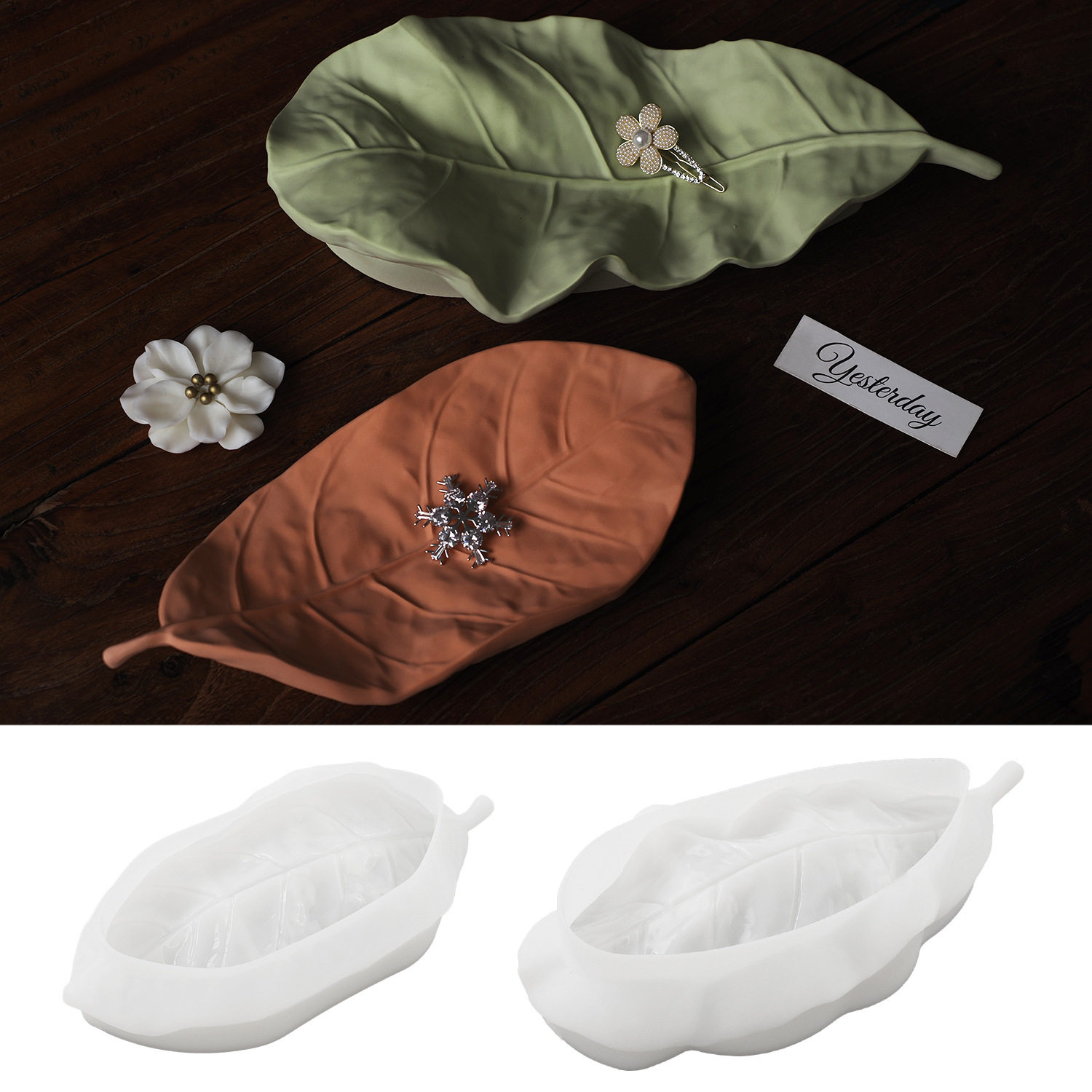 diy水晶滴胶石膏水泥树叶