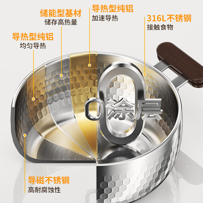 316L不锈钢雪平锅蒸锅家