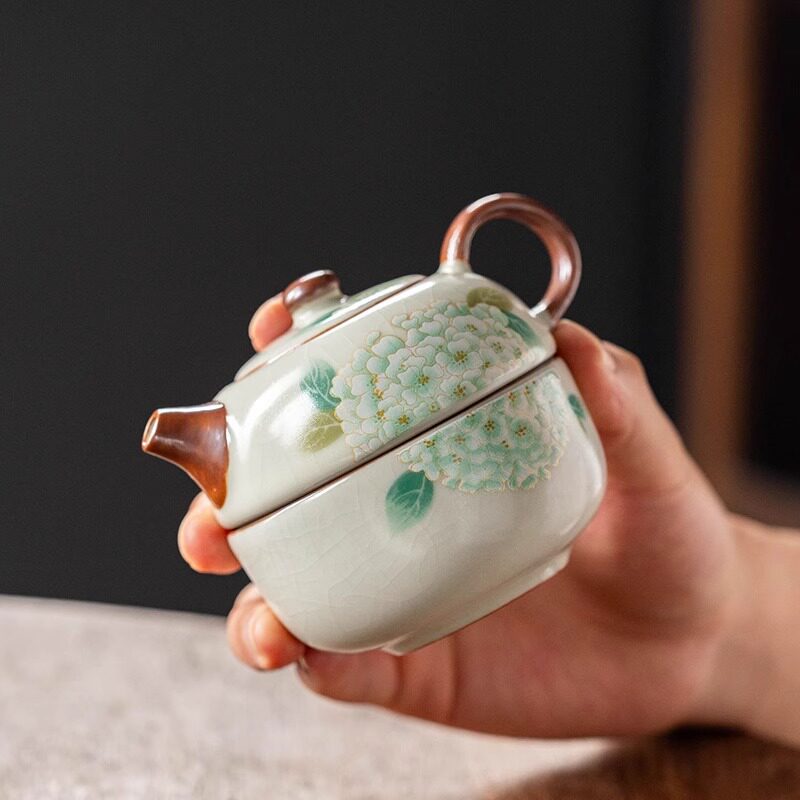 汝窑绣球花旅行茶具套装