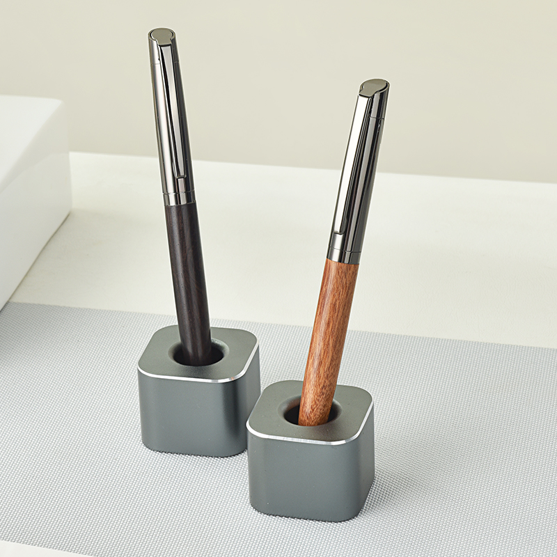 可刻字檀木笔笔座套装会议伴手礼