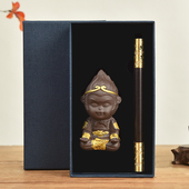 可刻字定制悟空金箍棒签字笔中性笔带香薰创意国风复古商务高档黄铜礼盒装 团体会议礼品读书会赠礼办公室摆件