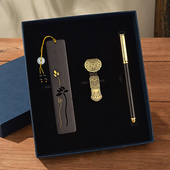 可刻字定制U盘黑檀笔檀木书签礼盒套装 可刻企业LOGO 团体会议读书会年会礼物节庆小礼物笔记本礼盒套装