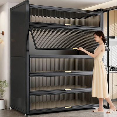 厨房落地多层微波炉防尘储物柜