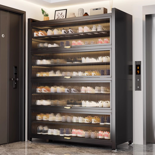 钢制鞋柜收纳柜一体靠墙多层家用门口大容量入户门防尘储物鞋架子