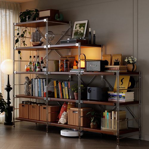 日式置物架厨房置物架落地客厅多层收纳架阳台储物书柜小货架展示