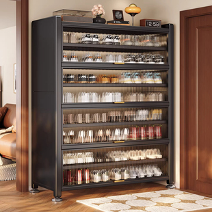 鞋柜钢制家用门口靠墙一体多层储物柜玄关入户大容量落地防尘鞋架