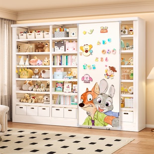钢制图书馆书架推拉白板门儿童绘本架置物架落地靠墙储物柜收纳柜