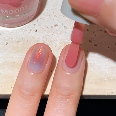 粉腮红叠涂极光美甲！Two-Moons