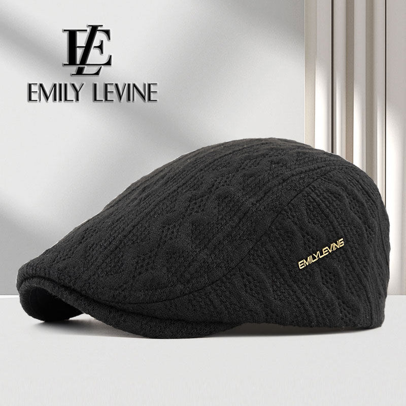 针织毛线贝雷帽女复古前进帽舌鸭帽子男冬季2022新款保暖画家帽潮