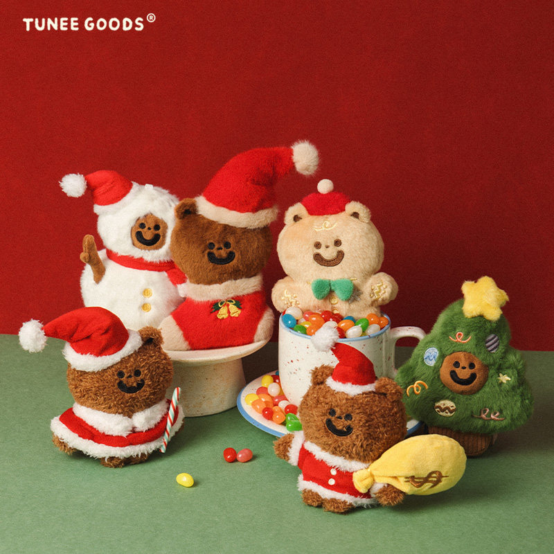 TUNEE GOODS 圣诞小熊 圣诞树姜饼熊雪人圣诞袜 可爱节日毛绒挂件