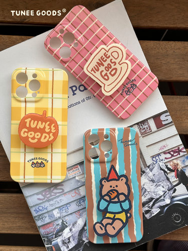 TUNEE GOODS插画手机气囊支架 可爱文字卡通复古小熊折叠伸缩