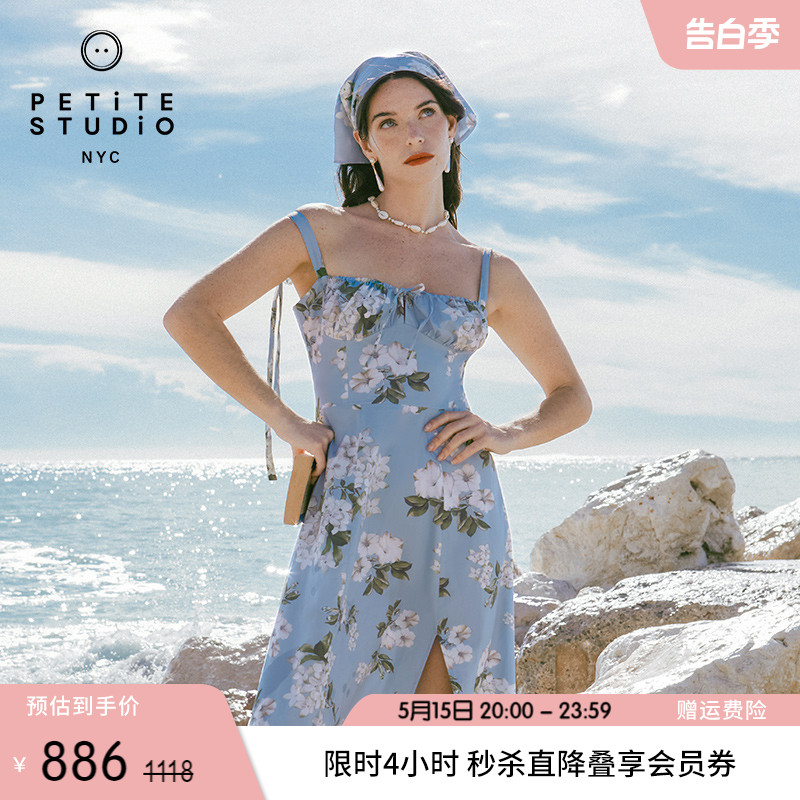 Petite Studio NYC 24夏Kirsten丁香花园法式方领吊带连衣裙-封面