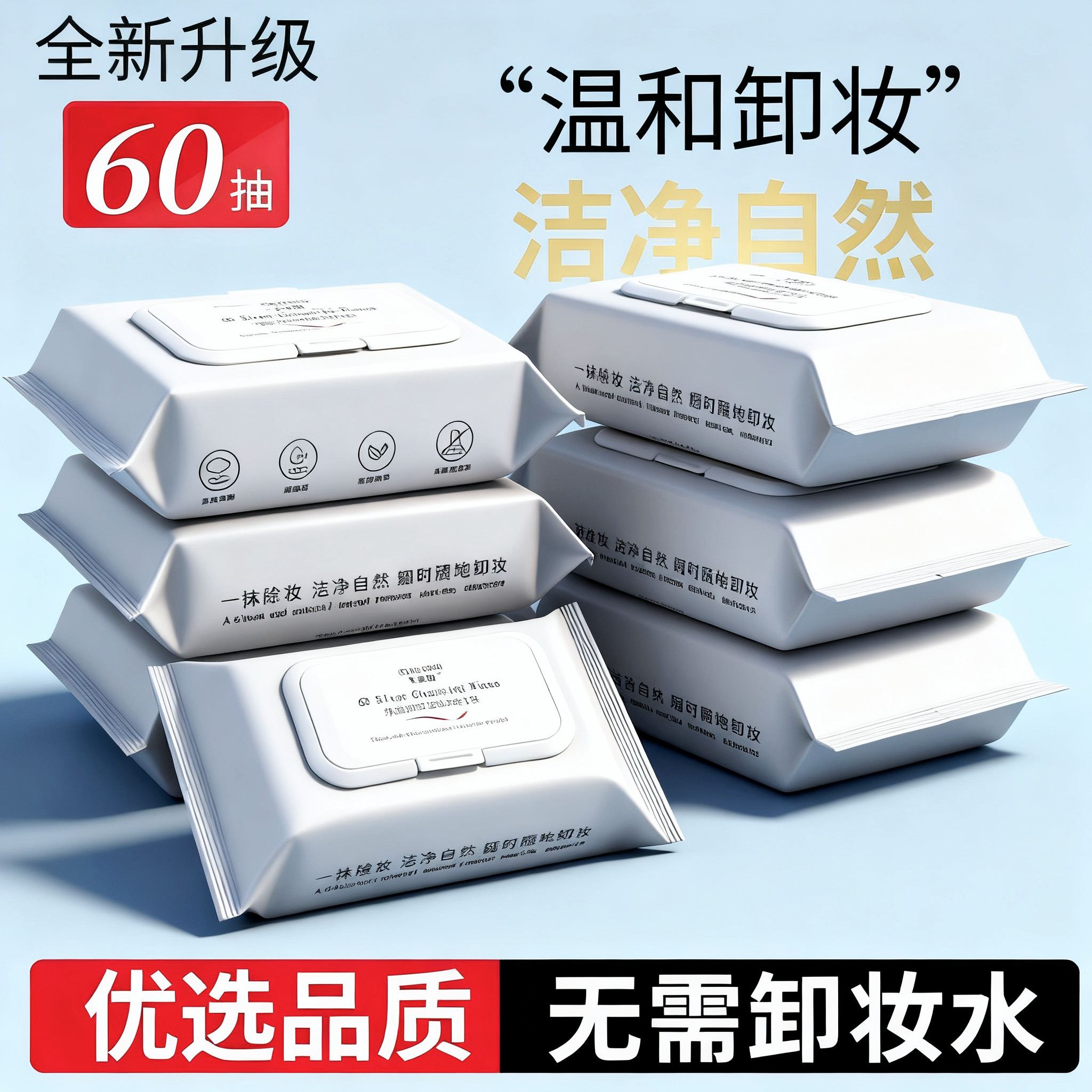 十里初净颜卸妆湿巾抽取式眼唇脸三合一一次性深层清洁温和不刺激