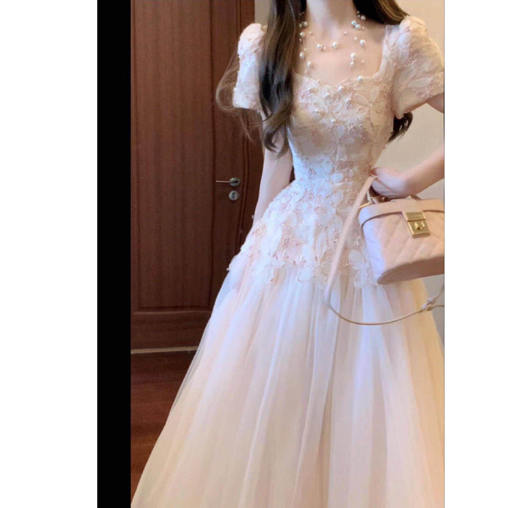法式千金风连衣裙女夏季高级感公主裙生日仙女小礼服大裙摆长裙子