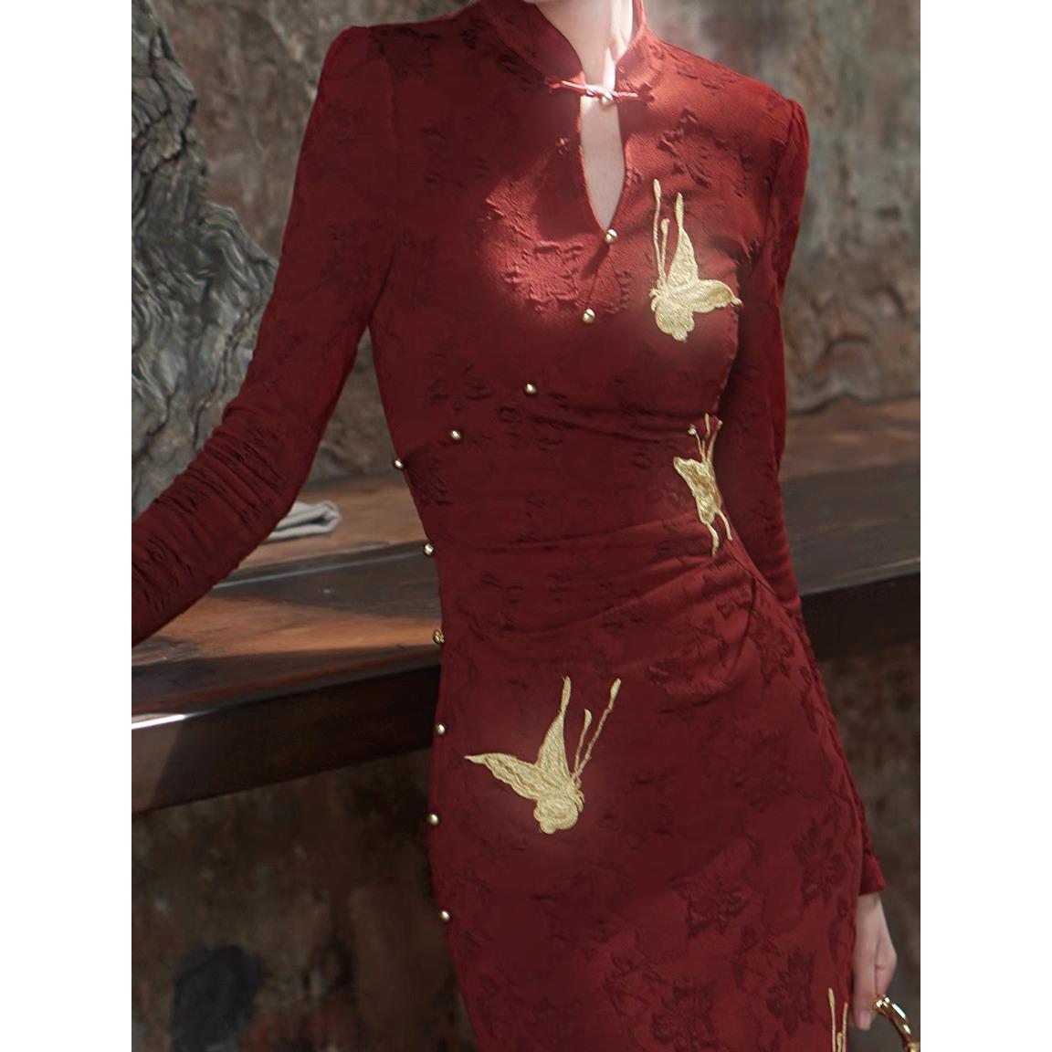 新中式红色订婚旗袍敬酒服新娘女