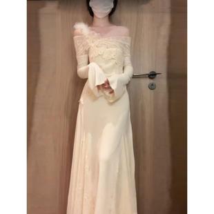 法式 高级感富家千金包臀鱼尾礼服长裙子 气质蕾丝内搭连衣裙女秋季