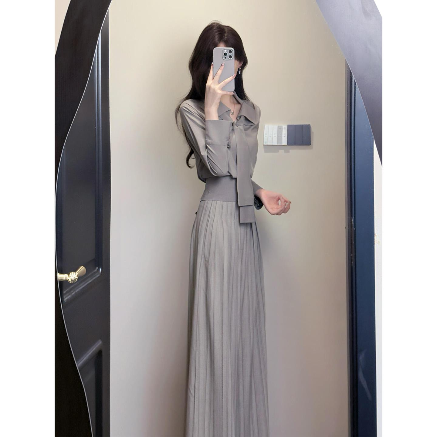 气质一整套ootd穿搭衬衫条纹长裤