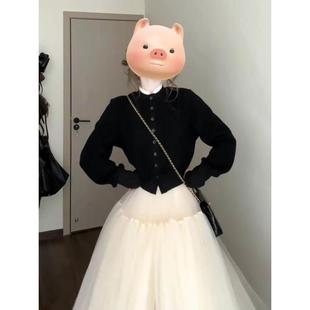 上衣网纱半身裙纱裙a字蓬蓬裙女两件套装 宫廷风开衫 法式 旧梦芭蕾