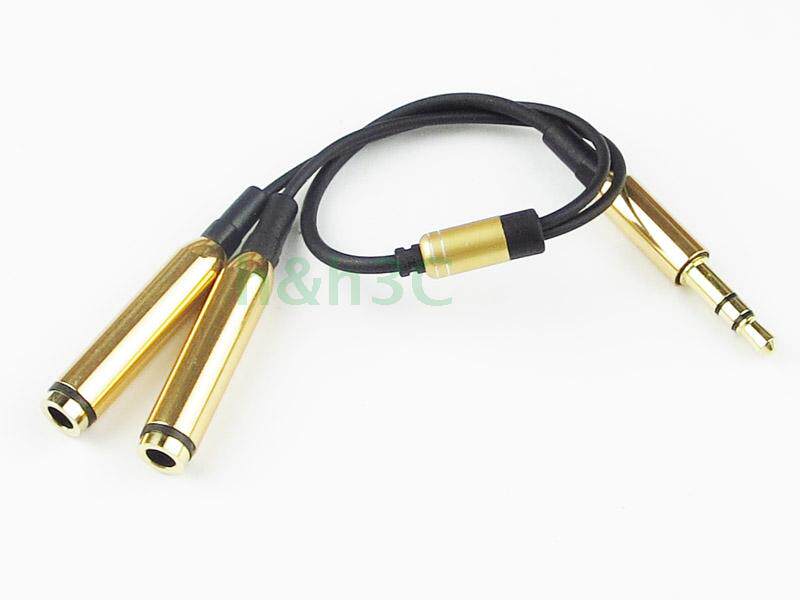 包邮手机一分二音频线手机耳机情侣音频线3.5mm 公对母音频延长线