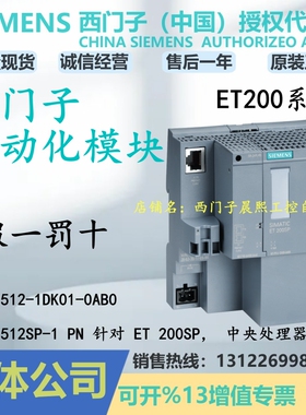 1P 6ES7512-1DK01-0AB0西门子ET 200SP模块1512SP-1 PN 1DK010AB0