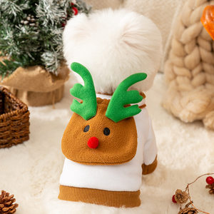 新款可爱麋鹿圣诞节小狗狗衣服秋冬小型泰迪比熊卫衣宠物圣诞服饰
