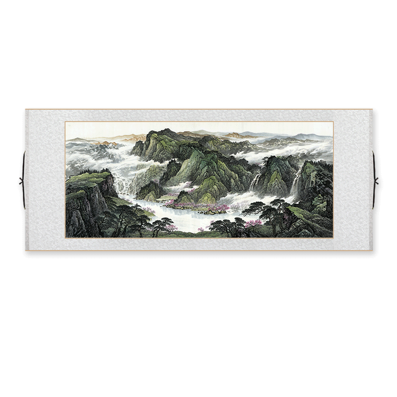 山水画客厅装饰画新中式卷轴挂画