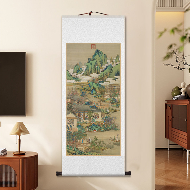 十二月令卷轴挂画古典山水画