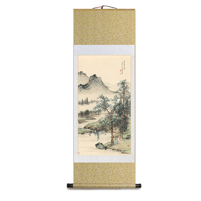 陈少梅高士论艺图客厅玄关装饰画