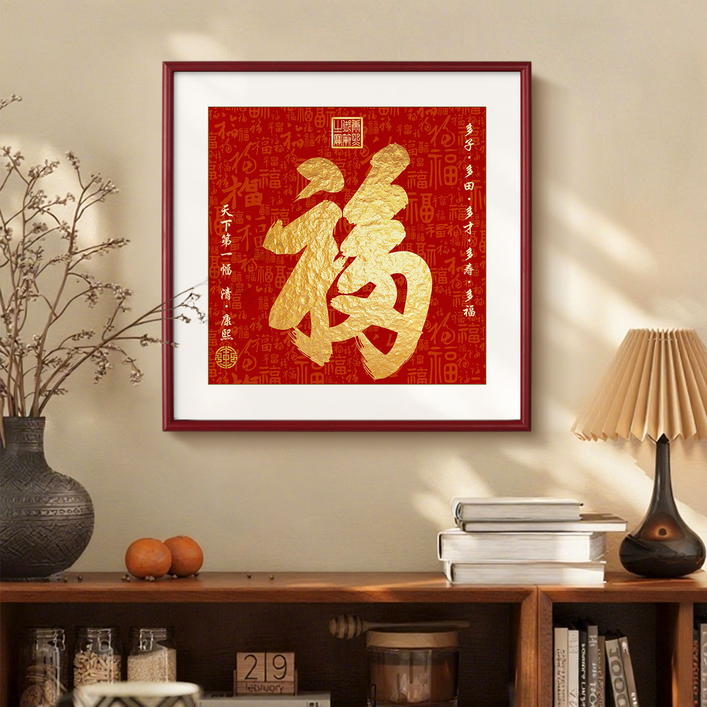 康熙天下第一福方画福字客厅挂画