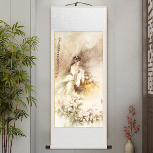 金陵十二钗工笔国画古代美女美人红楼梦林黛玉王熙凤中式卷轴挂画