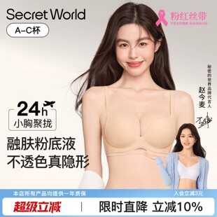 Secret World内衣女小胸聚拢收副乳防下垂无痕隐形粉底液文胸罩