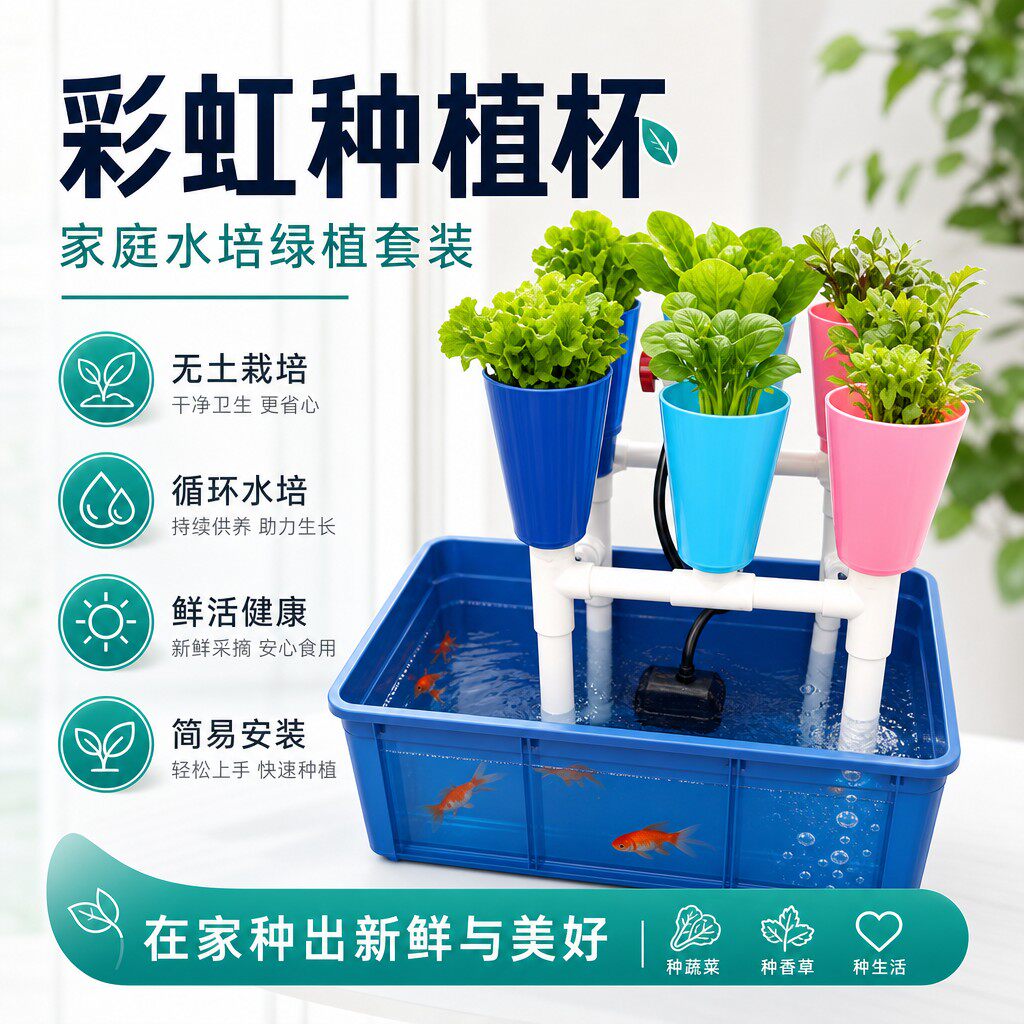 环保加厚彩虹杯 鱼菜共生生态套餐 养鱼养花种菜一体装置