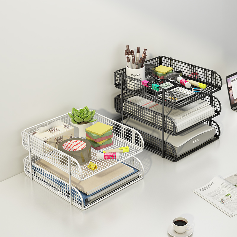 办公室置物架A3A4文件架办公桌收纳盒资料收纳文件筐办公用品书架