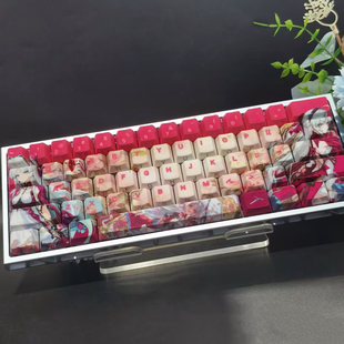 鸣潮珂莱塔植绒侧刻透光热升华拍PBT原厂高机械键盘键帽87键适配