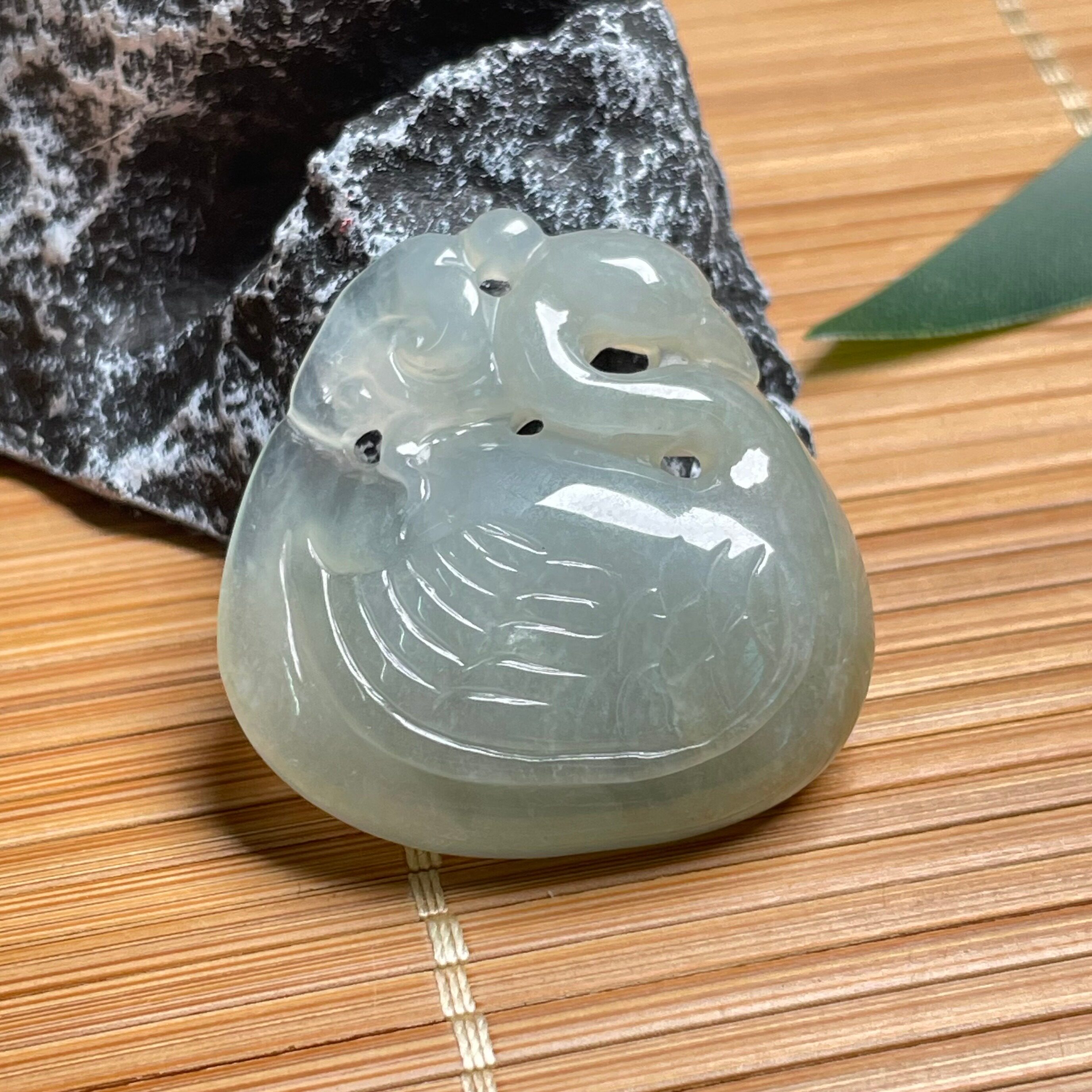 钰松斋源头直发A货翡翠冰糯种晴绿天鹅吊坠如意人生挂件