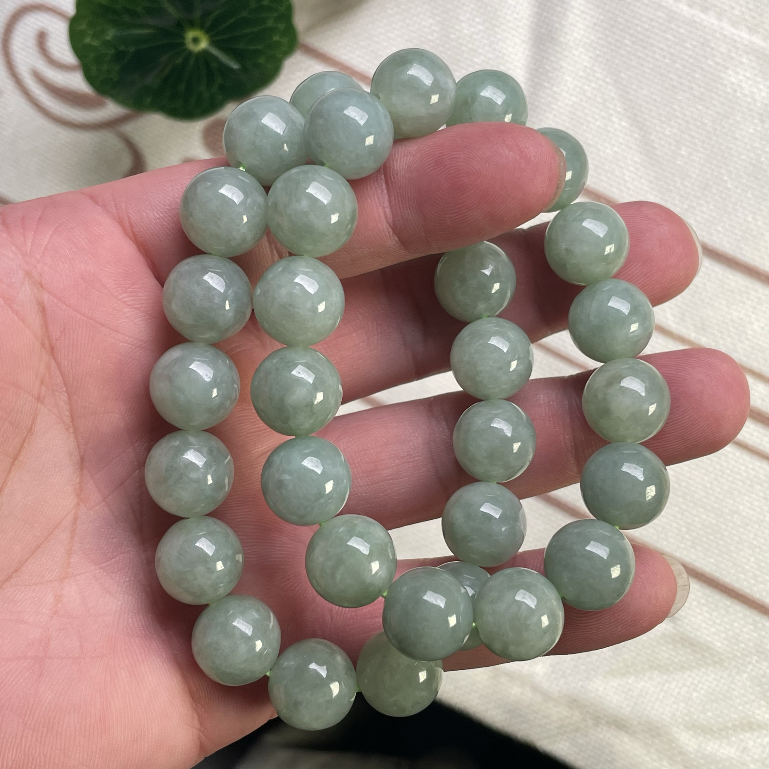 钰松斋源头直发原矿A货13mm翡翠冰糯种果绿手串翡翠手串圆珠手链