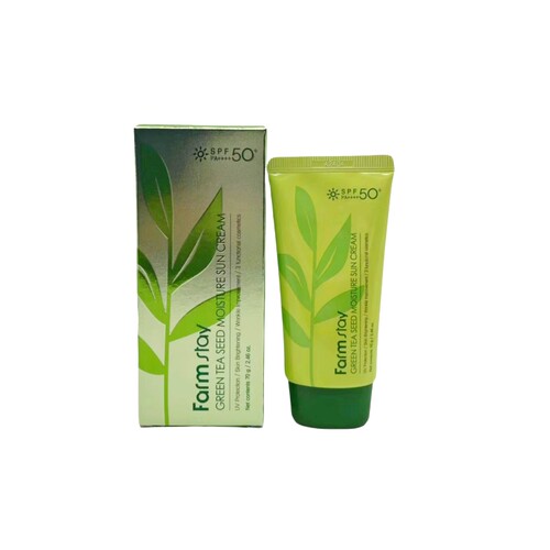 香港直邮韩国Farmstay法曼媞绿茶籽保湿防晒霜SPF50+PA++++70g