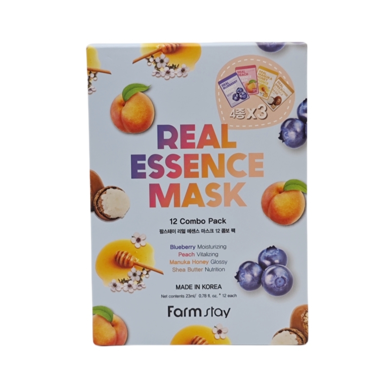 香港直邮韩国法曼媞FARMSTAY精华面膜组合装乳木果油蓝莓桃子蜂蜜