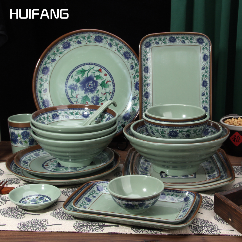 密胺仿瓷复古餐具套装耐摔可定制